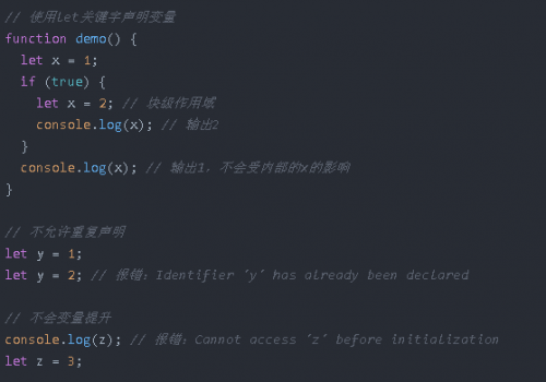 let关键字声明变量的特点